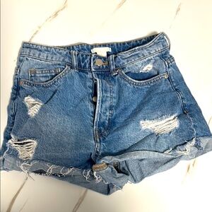 H&M Blue Distressed Jean Shorts